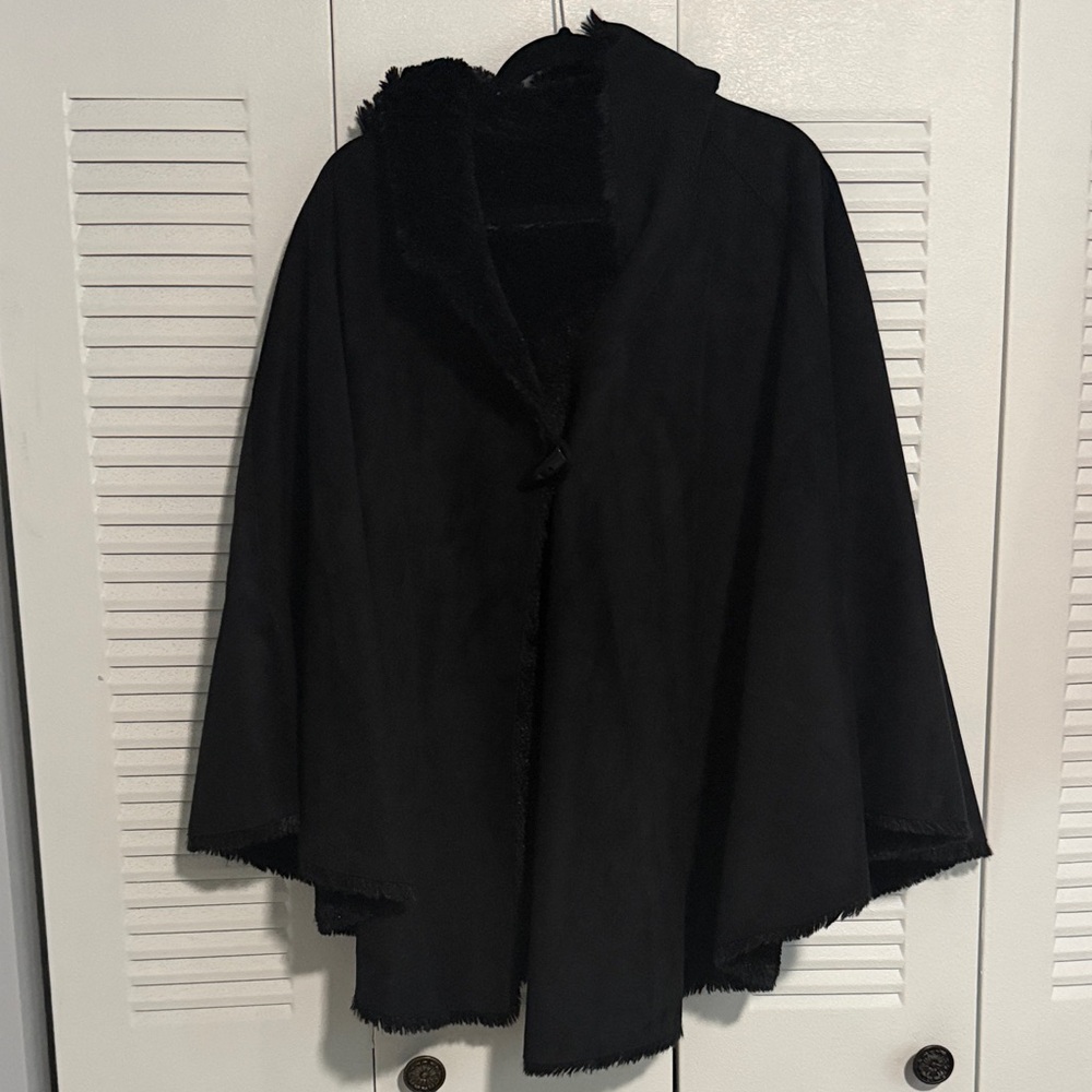 Black Women's Hooded Cape Coat